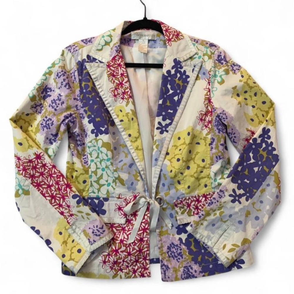 Ilyse Hart LTD Vintage Floral Blazer Size 10 Multicolor Cotton Blend